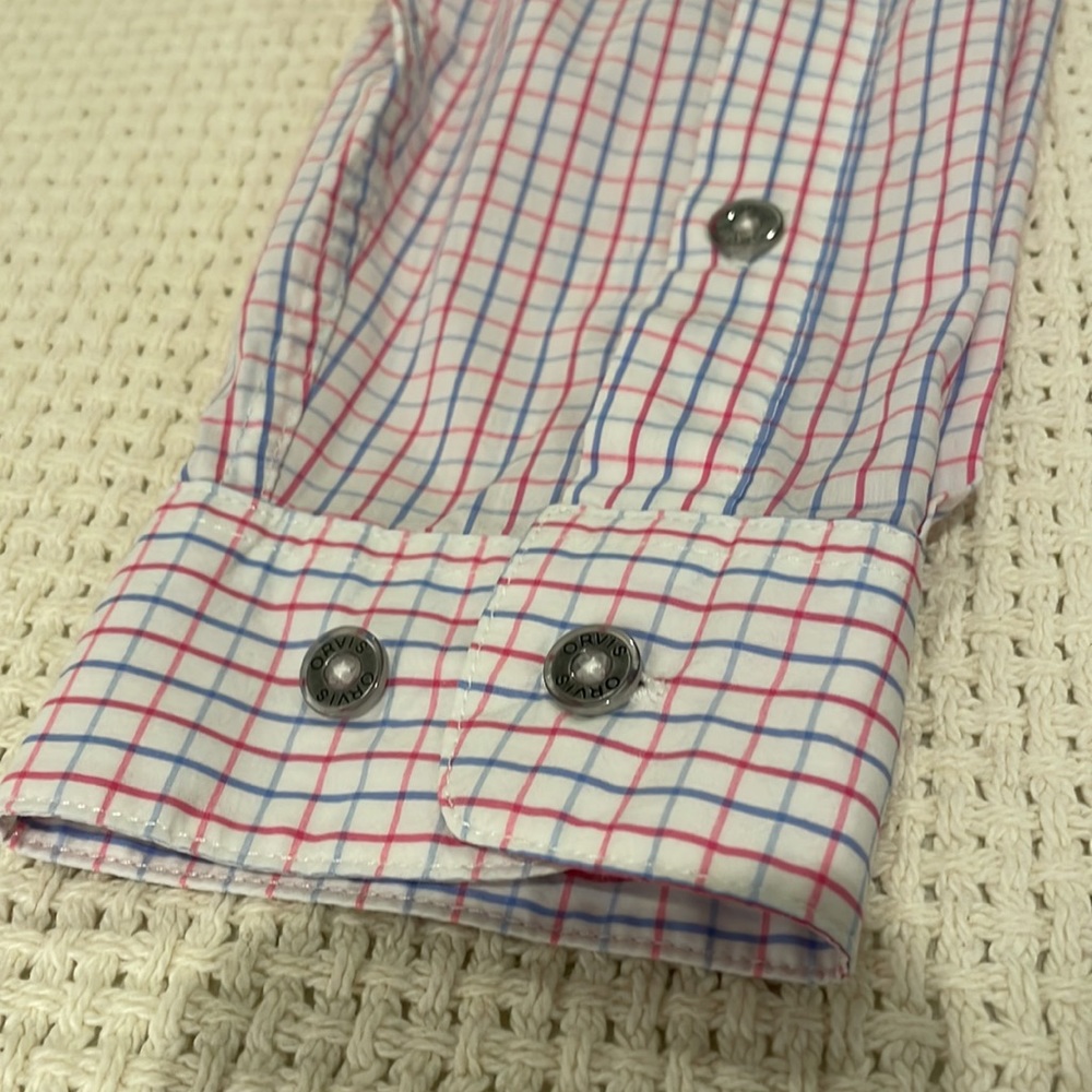Orvis SS Tech LS Shirt White/Blue/Pink Medium - Picture 7 of 15